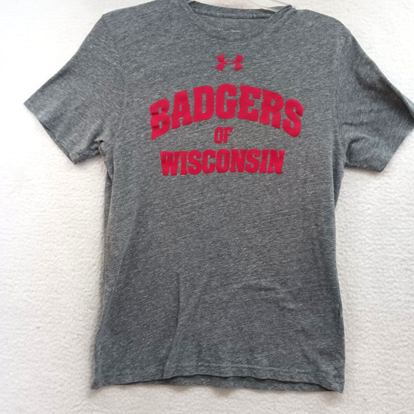 Under Armour Loose Gray Wisconsin Badgers Tee Shirt Men’s Size Medium - Picture 5 of 9
